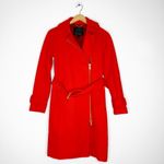 J.Crew  Melton Wool Belted Moto Coat – Orangey Red | Size 0 Photo 1