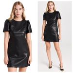 Tanya Taylor Antonella Mini Dress Size 6 Black Pleather Puff Sleeve Cocktail Photo 1