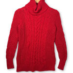 Gap Red Cable Knit Turtleneck Sweater Long Sleeve Women's XS Cotton Photo 0