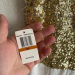 B Darlin 🆕B.Darlin A-Line Scoop Short Gold Sequin Ivory Dress 3/4🆕 Photo 13