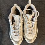 FILA Ray White Faux Leather Holographic Stripe Lace Up Sneakers Women’s Size 8 Photo 4