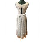 Handmade Vtg 70s White Lace Overlay Blue Satin Sleeveless “Gunne Style” Maxi XS Photo 6