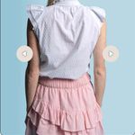 Rochelle Behrens  THESHIRT White Swiss Dot Ruffled Sleeveless Shirt  Photo 1