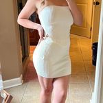 White Fox Boutique  Fair And Square Knit Bustier Slow Jams Knit Mini Skirt Off-White Set Photo 3