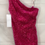 NEW Loyeloy women's pink sequins one shoulder cutout strap‎ bodycon mini dress Size XS Photo 0