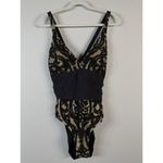 Alex Marie Mysterious Burnout One Piece Swim Suit Beige Black Paisley Women’s 16 Photo 5