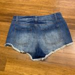 Altar'd State  Denim Shorts Womens Size 29 Pom Trim Distressed Blue Jean‎ Shorts Photo 2
