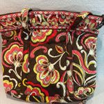Vera Bradley ‎ Brown Pink Quilted Tote Bag Floral Print Travel Shoulder Bag Photo 4