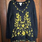 Soft Surroundings  Navy Embroidered Tunic Sweater Size M Photo 1