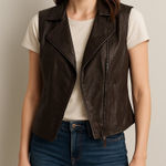 Liz Claiborne  Faux Leather Moto Vest Photo 0