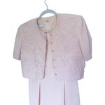 Maggy London Vintage Set Sheath Dress Jacket 8 Pink Floral Pearl Coquette Brunch Photo 2