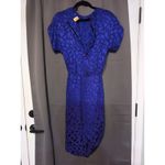 Liz Claiborne Liz Claiborne Purple Midi Dress, Women's Size 10, Silk Dress, Geometric Pleated Photo 2