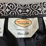 Talbots  Women's Vintage Silk Tapered‎ Pants Black Ornate Design Size 4 Photo 4