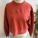 Nike ‎ Womens XS Cropped Sweatshirt Orange Beaded Swoosh Pullover Top oversized Photo 0