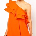 ASOS Orange Off The Shoulder Ruffle Shift Dress 2 Photo 0