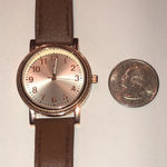 NEW BATTERY Brown Faux Leather Strap Classic Wristwatch Watch Photo 3