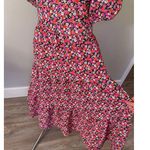 ASOS DESIGN Midi Tiered Smock Dress in Pink Floral Print Photo 8