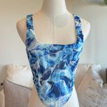 H:ours Reese Corset Top in Blue Filter Abstract Photo 1