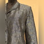 EUC Travis Ayers Blue and Purple Floral Embroidered Button Down Blazer size 16 Photo 2