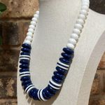 Vintage Navy Blue and White beaded necklace Photo 2