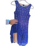 Jodi Kristopher  Lace Fit & Flare Mini Dress Small Blue Coquette Retro Cocktail Photo 7