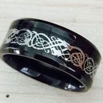 Zales Unisex Stainless Steel
8MM Carbon Fiber Celtic Dragon Wedding Ring Band Size 6 Photo 5