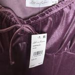 All in Favor Puff Sleeve Crushed Velvet Dress - Plum Size M Photo 5