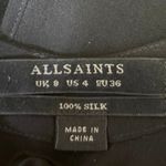 AllSaints Black 100% Silk Short Cap Sleeve Mock Neck Mini Shift Dress Size 4 Photo 3