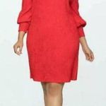 Eloquii Red Long Puff Sleeve Ribbed Shift Dress Sz.14/16 Photo 1