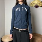 Hollister y2k vintage  navy blue embroidered spell out zip hoodie jacket Photo 4