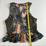 Free People Printed Smocked Floral Tank Top XS Garden Flower Fairy Peplum Photo 5