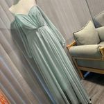 DESSY COLLECTION convertible neck long sleeve chiffon gown dress ✨ Green Size 0 Photo 6