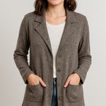 Eileen Fisher  Knit Blazer Cardigan w/ Pockets Size M Gray Casual‎ Office Photo 0