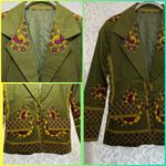Handmade NWOT blazer from Ghana lined sz small green yellow burgundy Photo 1