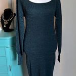 Nine West New Women’s Balloon Sleeve Deep Metallic Green Midi Sweater Dress Photo 7