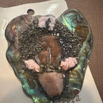 Vintage 90s Artisanal Abalone & Crystal Egyptian Brooch, NWT Pink Photo 0