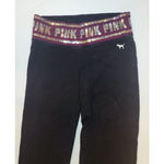 PINK - Victoria's Secret Y2K  Black Maroon Sequin Flared Yoga Pants Photo 1