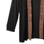 Coldwater Creek Open Front Cardigan Size 6 Long Sleeve Black Brown Trim Aztec Photo 5