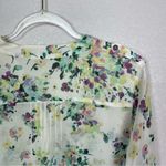 Sweet Rain Floral Chiffon Half Button Down Blouse Size L Photo 9