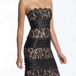 BCBGMAXAZRIA  | Black Lace Overlay Formal Cocktail Strapless Dress Size 2 Photo 5
