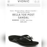 Vionic Womens 11 Bella Black Patent Leather Bow Flip Flop Sandals Arch Support Photo 6