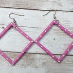 Earrings For Pierced Ears Large Pink & Silver Tone Dangle Photo 0