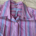 Villager  Women’s Pink Striped 3/4 Sleeves Button Down Shirt Photo 0