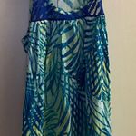 Sofia Vergara Sleep Womens Tank Top M Medium Blue Green Tropical Leaves Print Photo 0