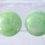 Vintage Clip On Earrings 1" Bright Green Photo 0