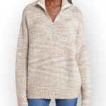 Treasure & Bond  Women's Marled Beige Half-Zip Chunky Knit Sweater Size XL Photo 0