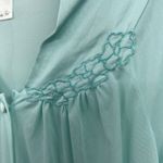 Vanity Fair  SMALL VINTAGE 90s Nylon Sleep Shirt blue sheer floral embroidered Photo 3