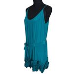 Charlie Jade  Women's Size Medium Green Slip Dress With Ruffles 100%‎ Silk NWT Photo 1
