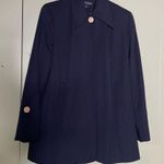 J. Peterman Lightweight Navy Wool Point Collar Single Button Coat Size‎ 10 Blue Photo 0