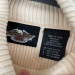 Harley Davidson Womens Tan Ribbed Turtleneck Sweater Top Logo Distressed Large Photo 4